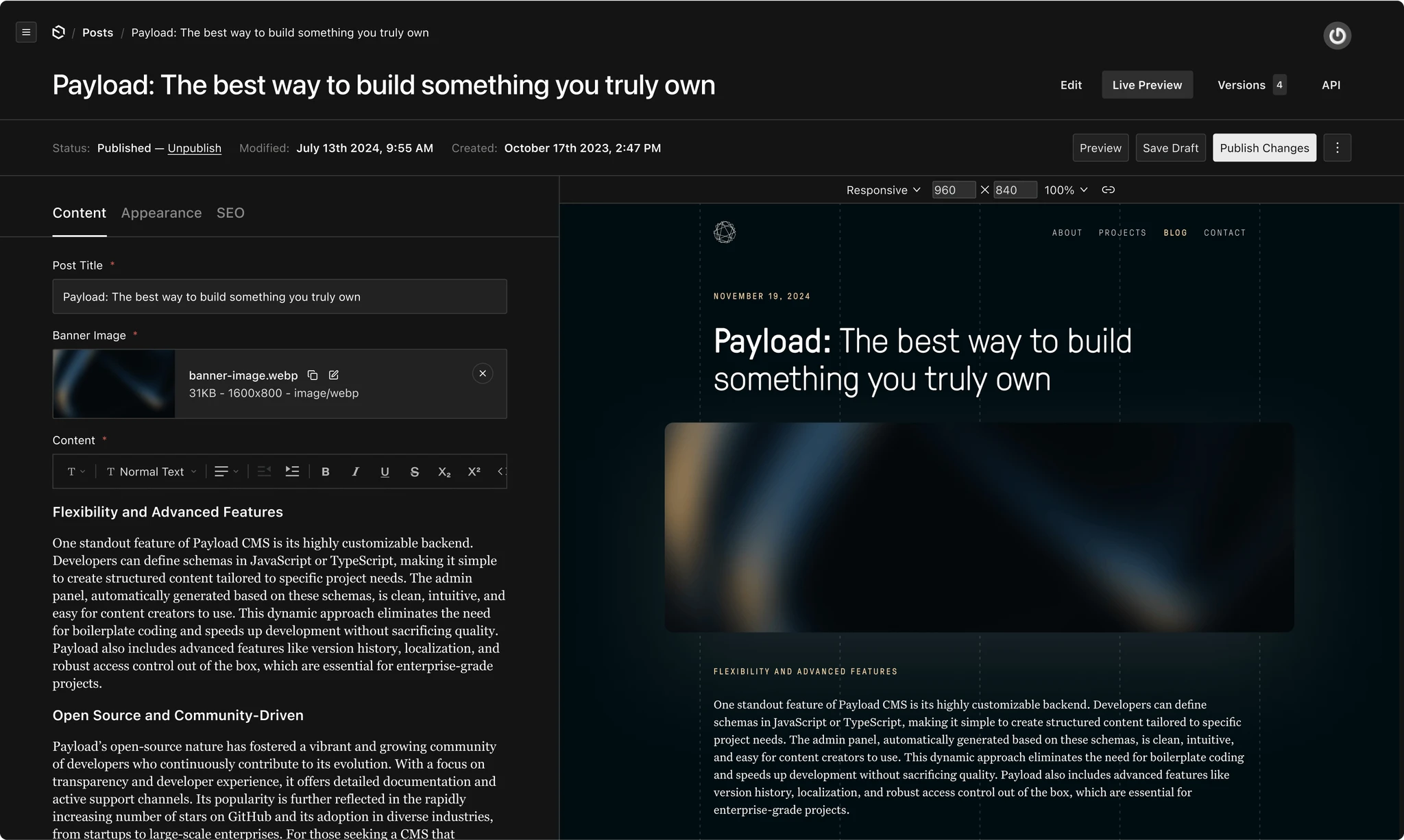 Payload CMS screenshot